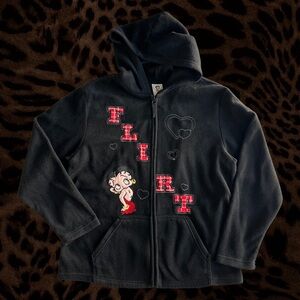 Betty Boop Flirt Black Fleece Jacket
